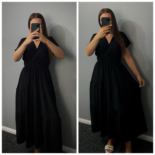 Belted fit and flare maxi - fit,