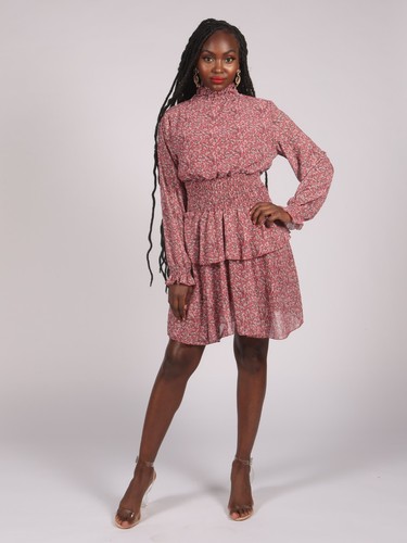 High neck pink floral - high,