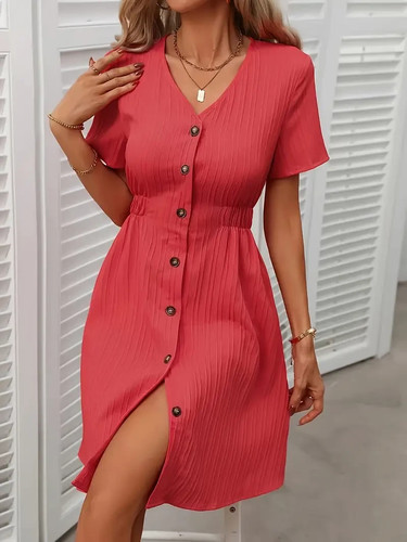 New button front neck dress - new,
