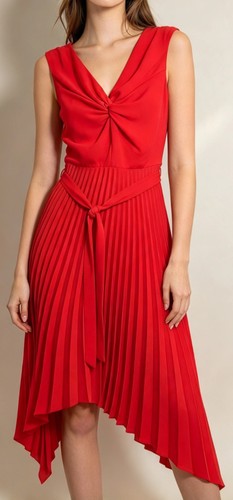 Roman red pleated asymmetric - roman,