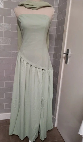 Mint green long strapless