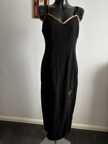 Long black gold sequinned - black,