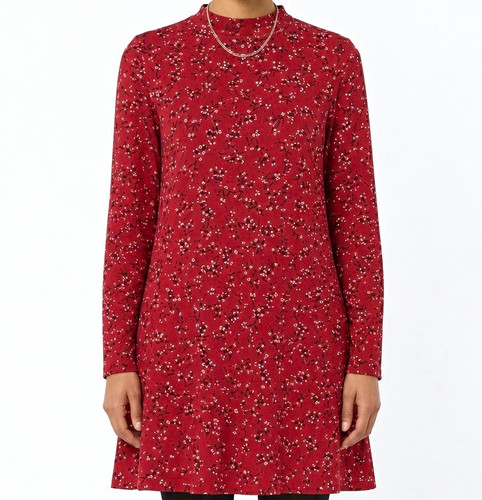 Red floral long - red,
