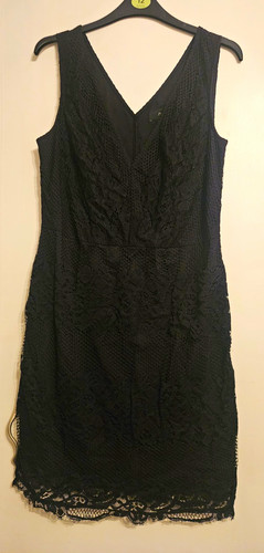 Black floral lace neck - black, v-neck