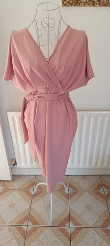 Boohoo pink wrap style dress - style,