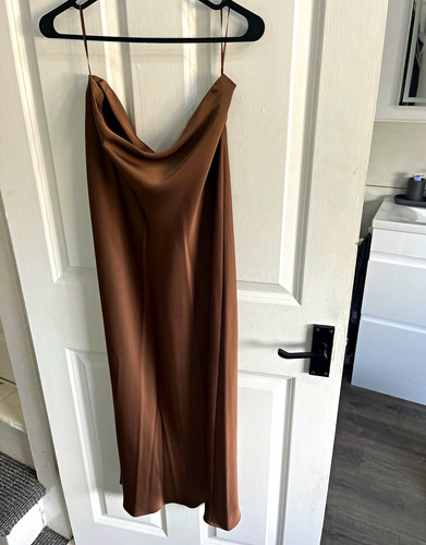 Brown satin polyester cowl - brown,