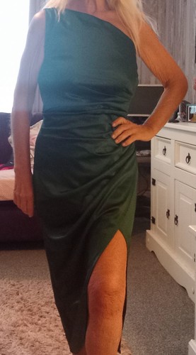 Green satin rouched cocktail - green,