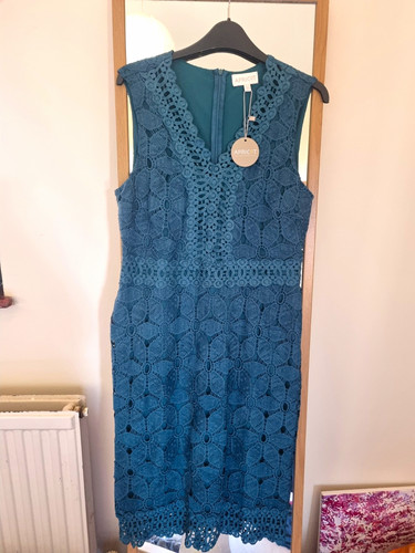 Apricot blue floral lace - blue,