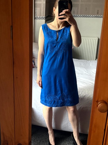 Monsoon blue embroidered dress