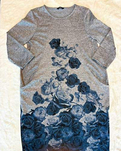 Roman grey blue floral shift - blue,